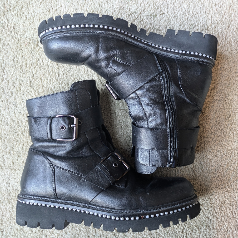 Black Leather Combat Boots